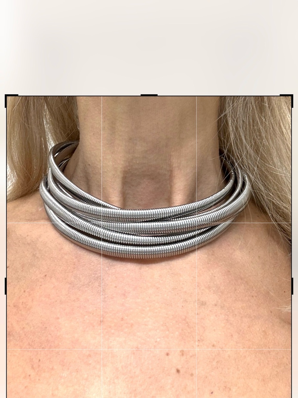 BCBG Maxazria Silver Multi-Strand Coil Choker Necklace